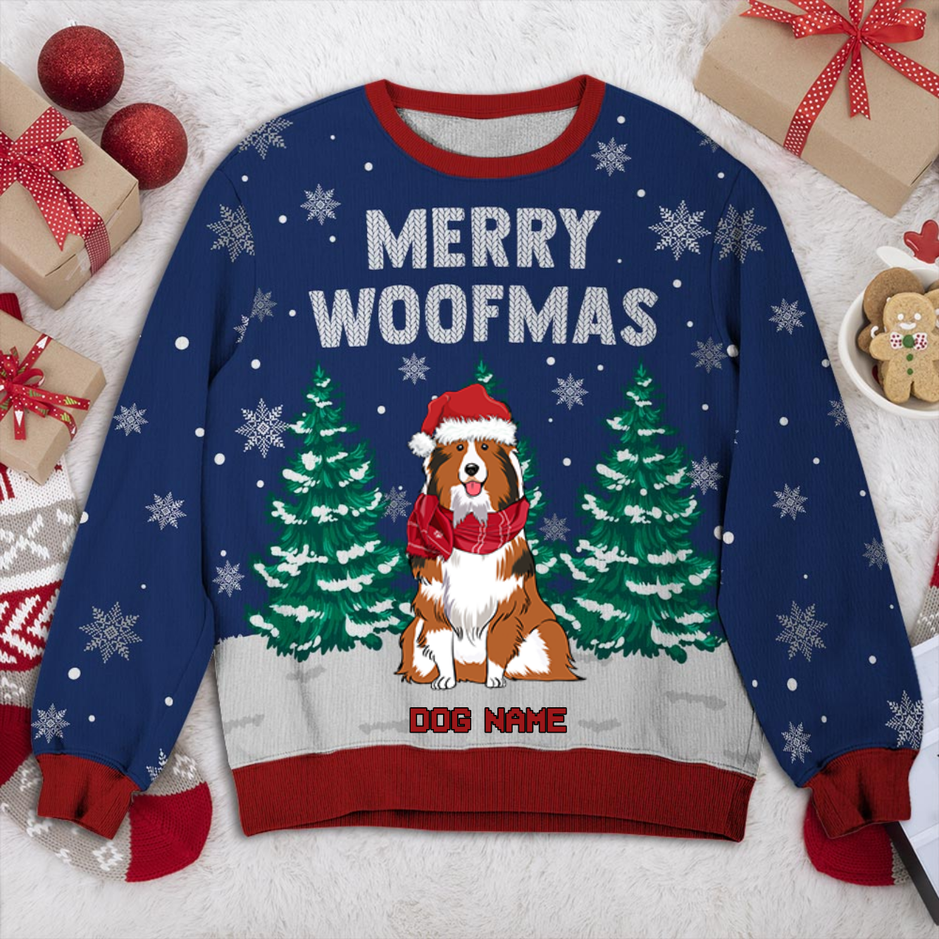 Shetland Sheepdog 2 Personalized Sweater, Dog Ugly Christmas Sweater