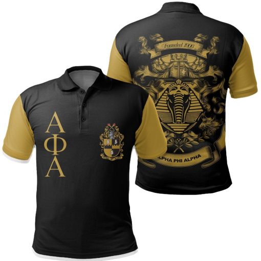 Alpha Phi Alpha Founded 1906 Crest Sphinx Black Polo Shirt