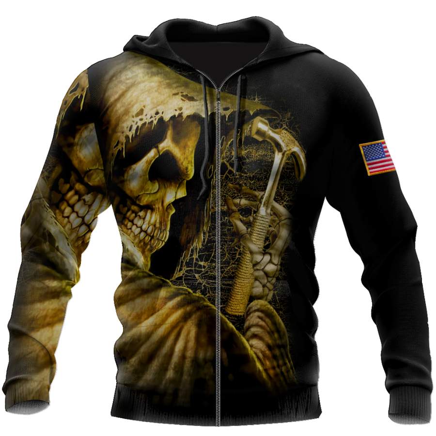 Skull Roofer All Over Printed Hoodie For Men MEI