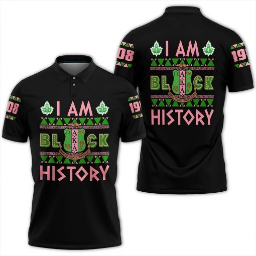 Alpha Kappa Alpha Africa Pattern Black Polo Shirt