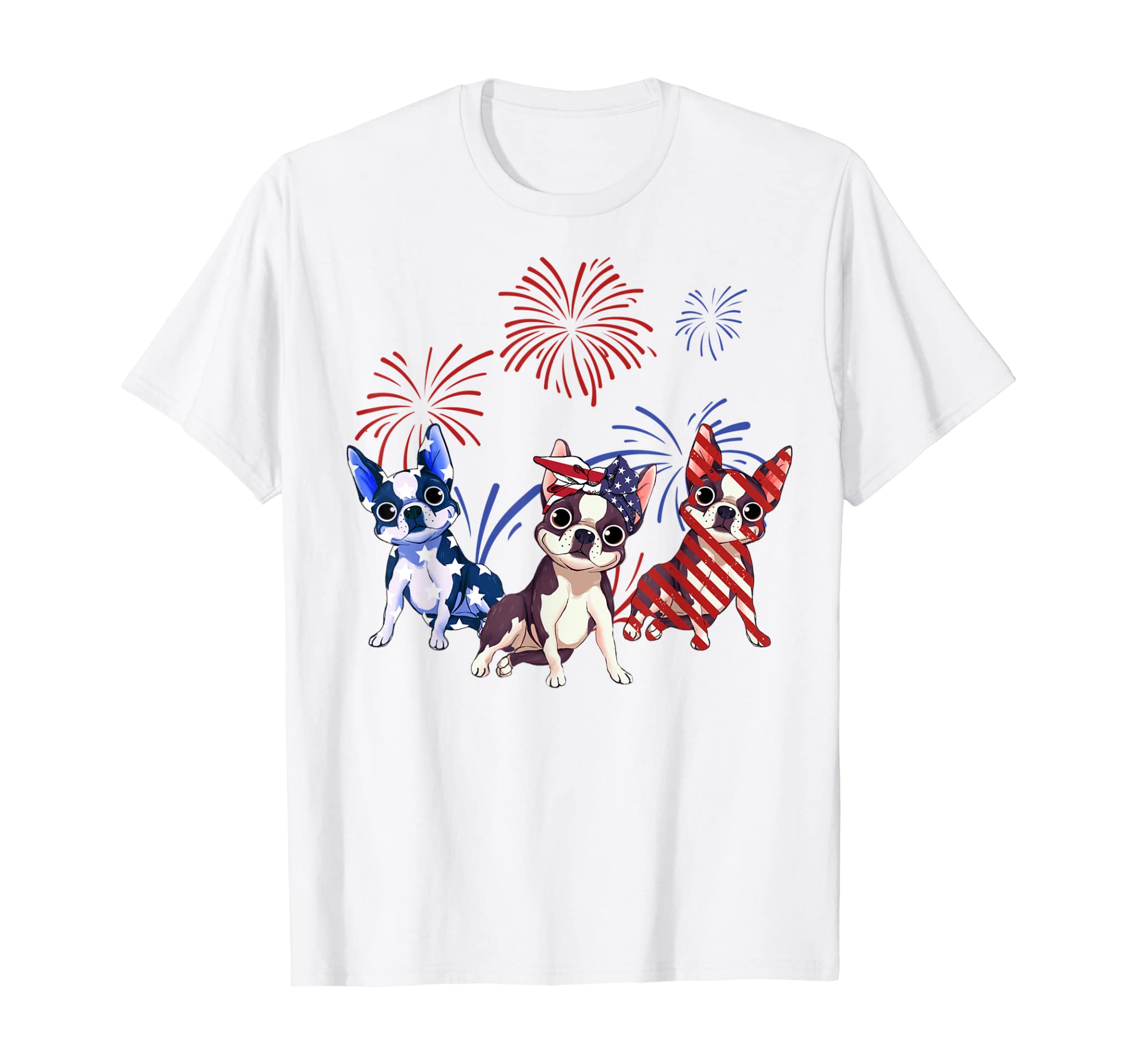 Red White Blue Boston Terrier USA Flag 4th Of July Shirt