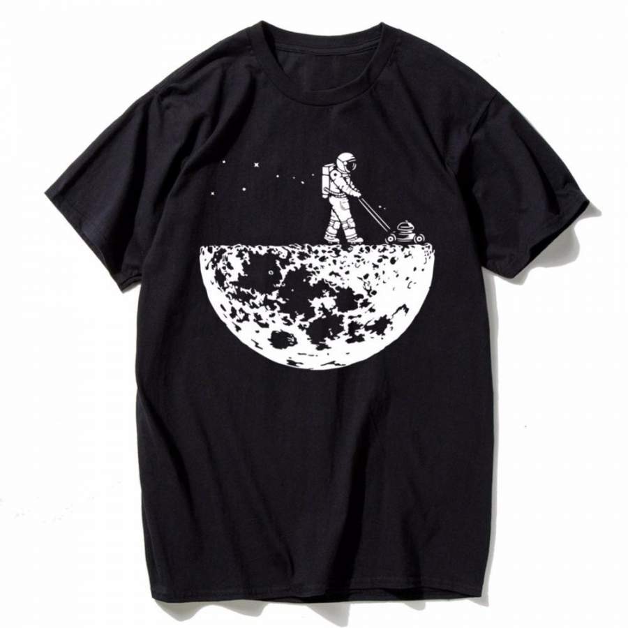 The Moon T-Shirts Men’S Creative Design Summer Tee Shirts Casual Streetwear Cotton Tops New Funny T Shirts Black