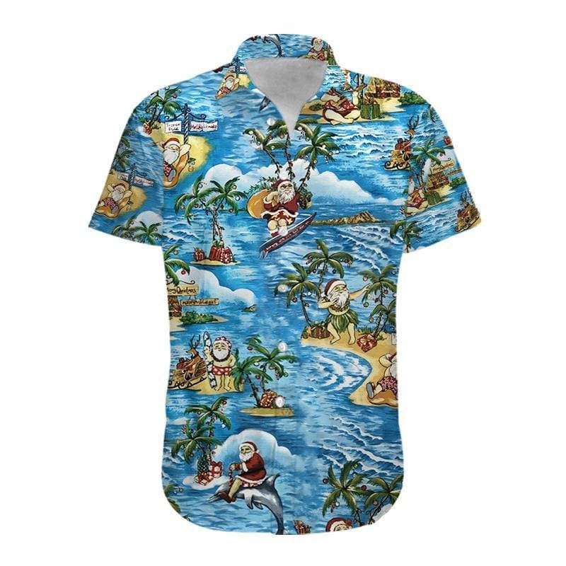 Shop Funny Relaxing Santa Claus At The Beach Hawaii Aloha Shirts Ha92943