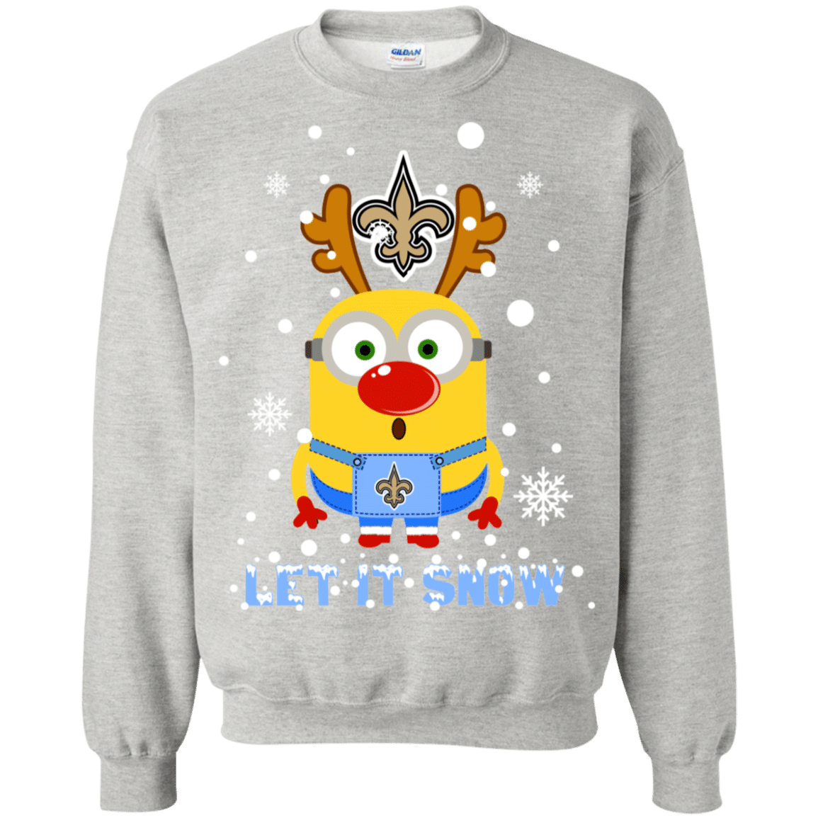 Check out this awesome Minion New Orleans Saints Ugly Christmas Sweaters Let It Snow Sweatshirt