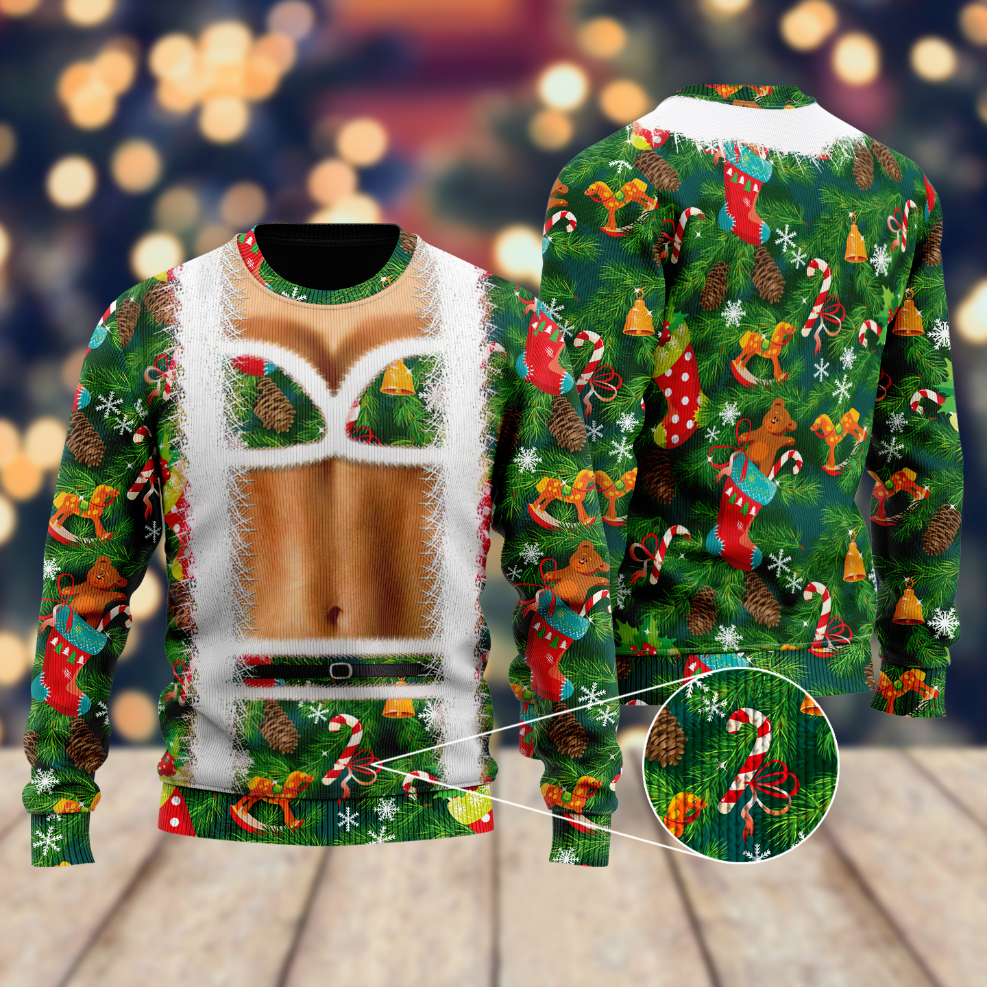 Christmas Funny Faux Bra Suit Ugly Christmas Sweater | For Men & Women | Adult | Us6217