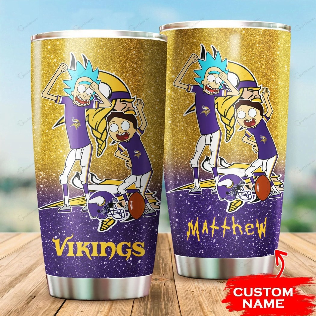 Custom Name Minnesota Vikings Rick And Morty Tumbler Mug