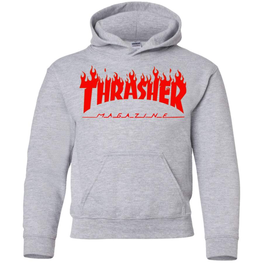 Thrasher Magazine – Skateboarding – Red Design G185B Gildan Youth Pullover Hoodie