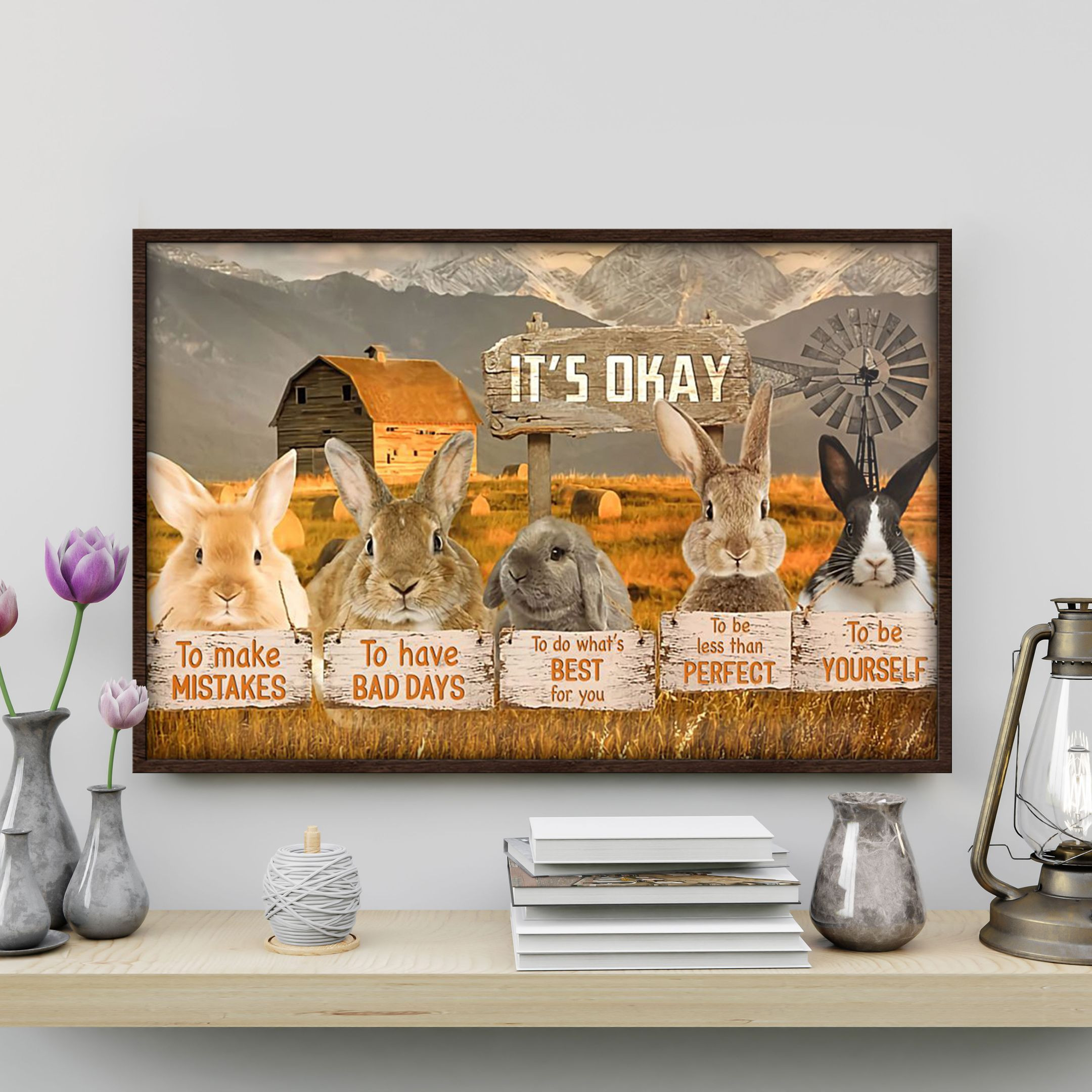 Rabbit Farm Poster – It’S Okay To Make Mistakes Canvas Home Décor Birthday Christmas Gifts For Men Women