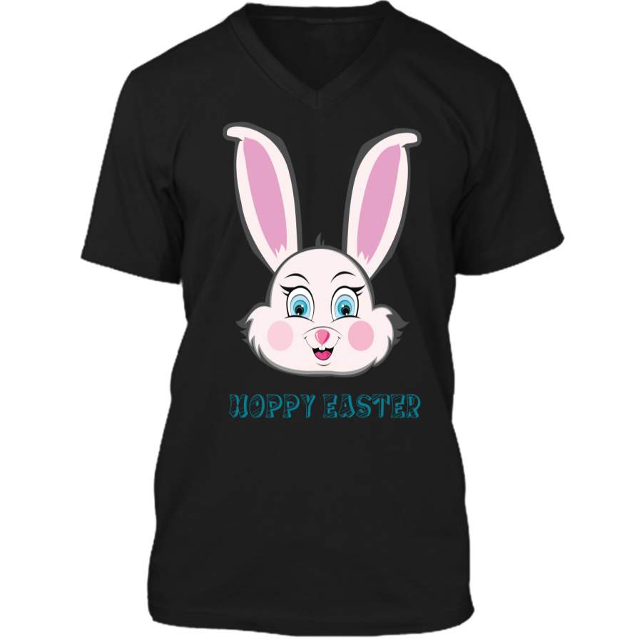 Cute Bunny Easter Day Shirt for Women and Kids Mens Printed V-Neck T