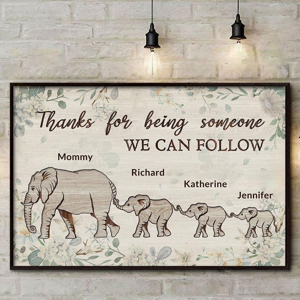 Personalized Elephant Mom Wall Art, Mom And Daughter, Son, Elephant Lovers Canvas Prints