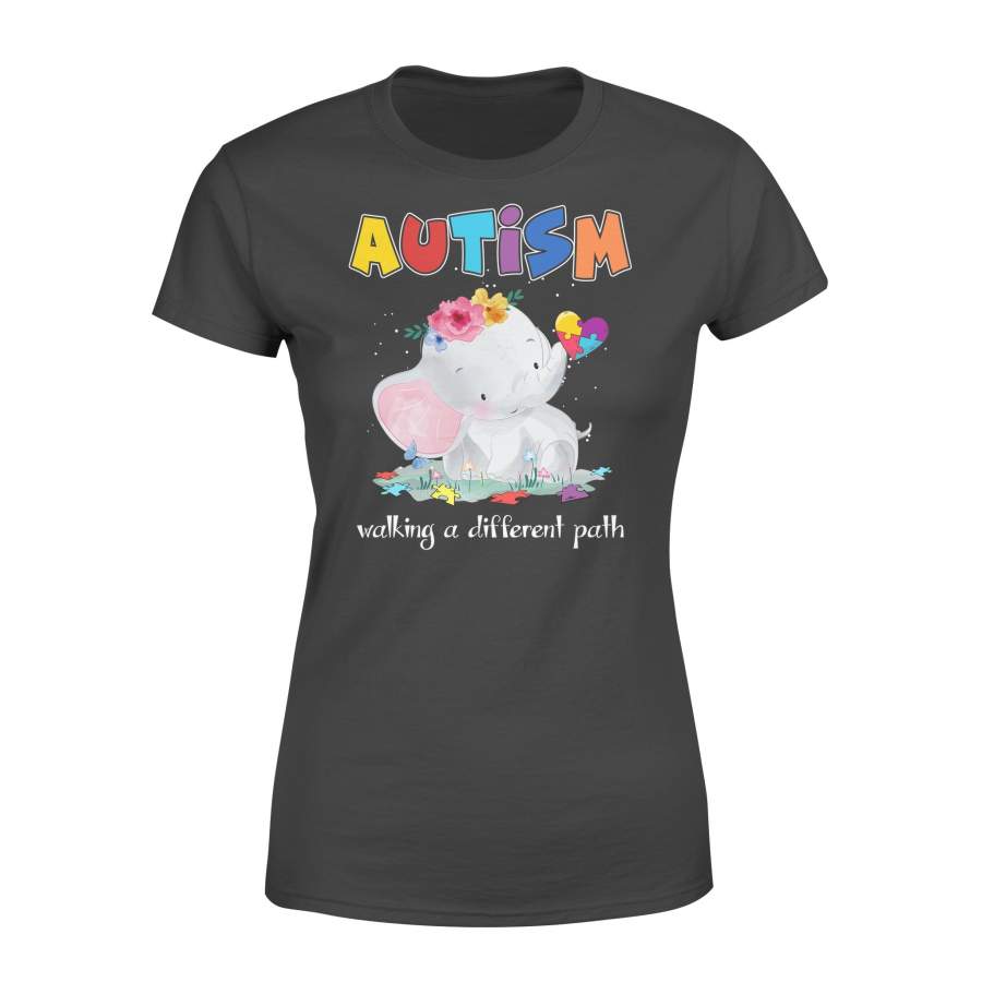 Autism Elephant Walking A Different Path Puzzle Heart Gift – Standard Women’s T-shirt