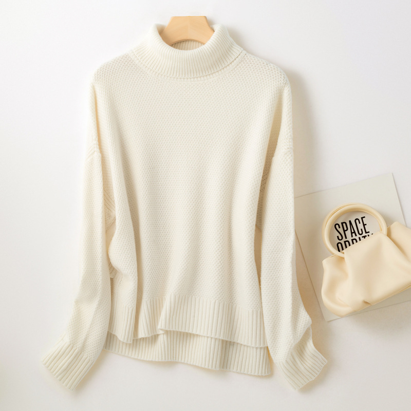 Women Wool Blended Oversize Turtleneck Sweater Autumn Winter Knitwear Pullover Jumper alx