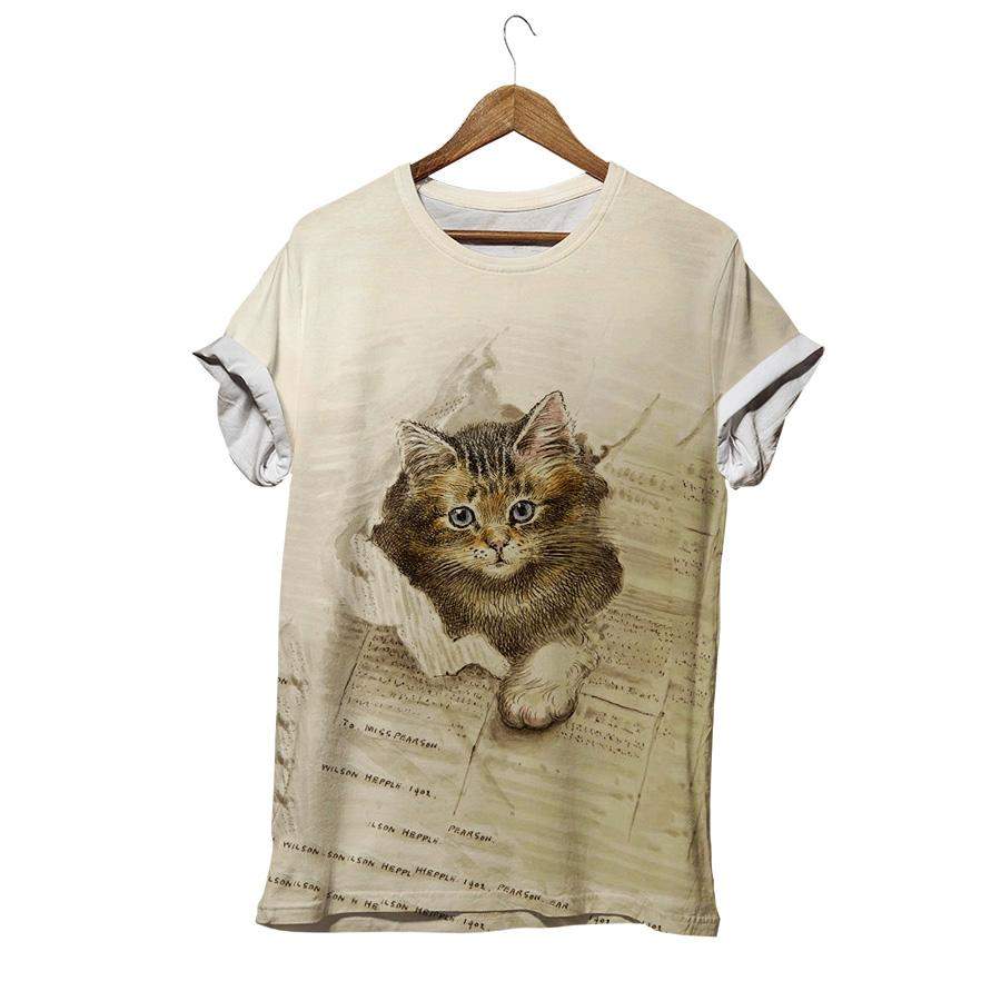 Retro Style Kitten Face T-shirt