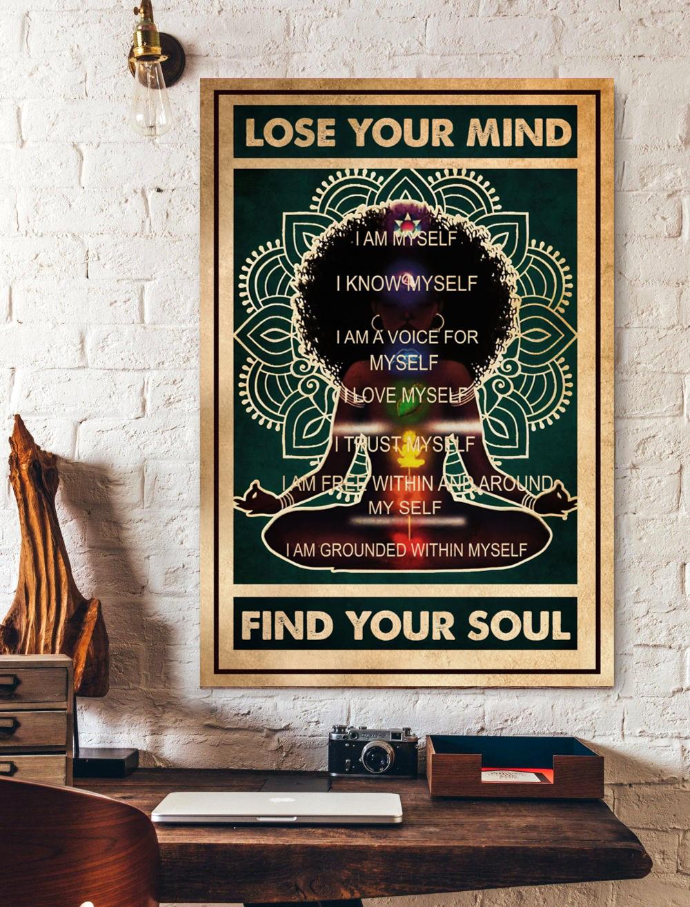 Vintage Lose Your Mind Find Your Soul Yoga Vertical Print Poster