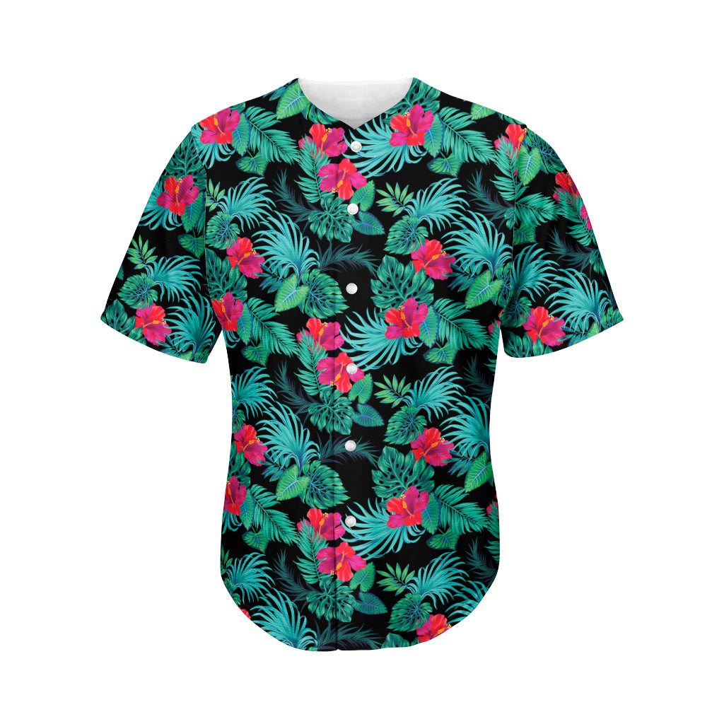 Turquoise Hawaii Palm Leaves Print Baseball Jersey Ha52104