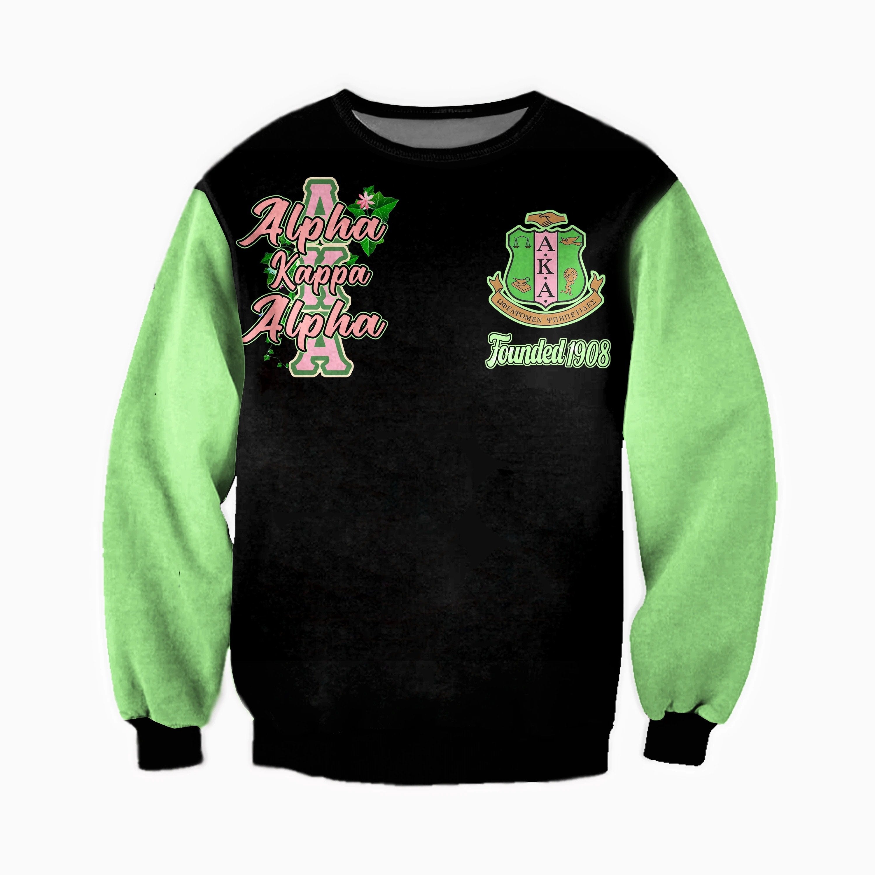 Greek Life Sweatshirt – Alpha Kappa Alpha Girl And Flowers Crewneck Sweatshirt J5