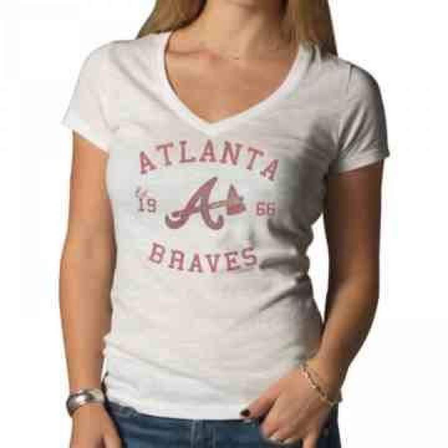 Atlanta Braves ’47 Scrum V-Neck T-Shirt 3D All Over Print