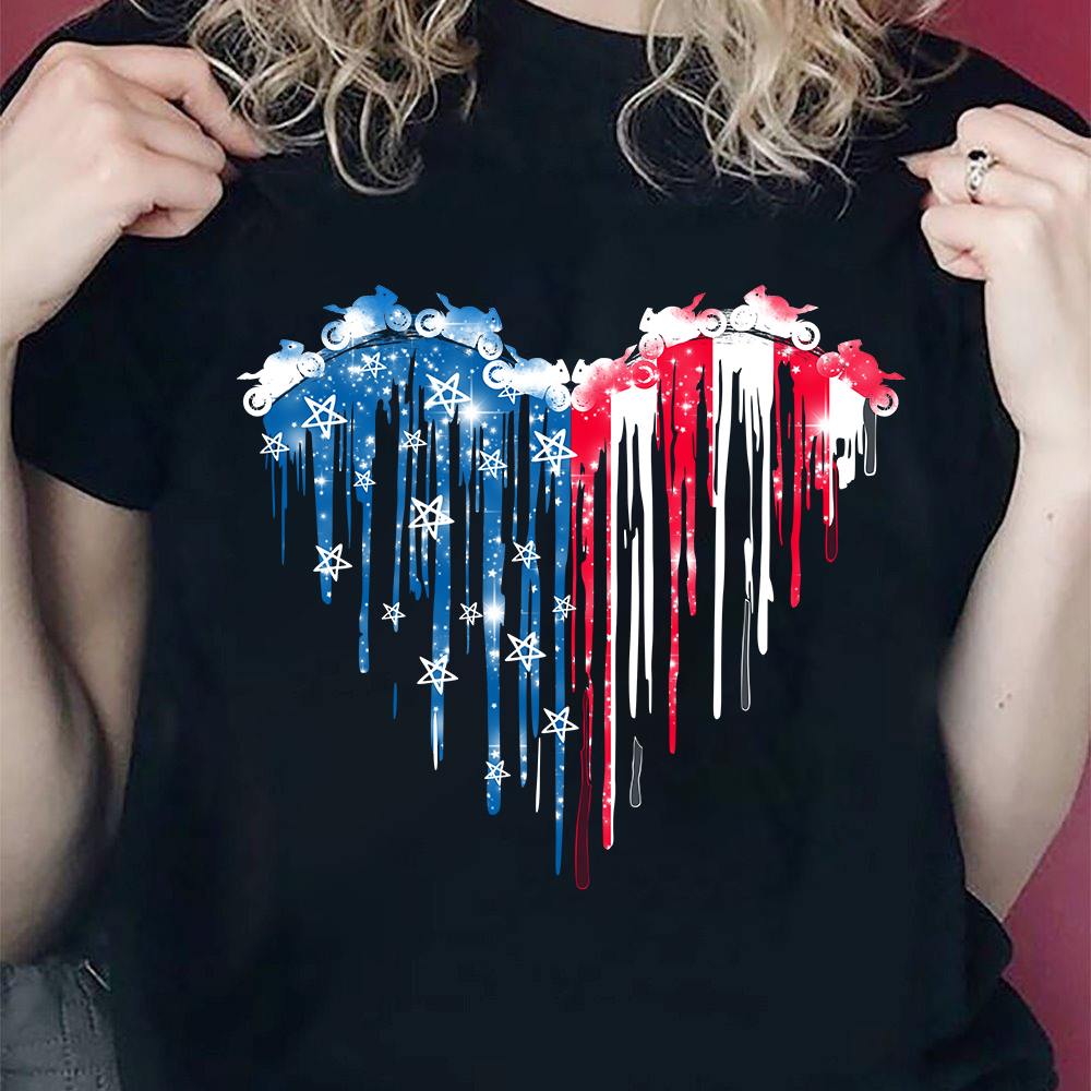 Motorbike Heart American Flag Freedom For Bikers Gift Standard/Premium T-Shirt