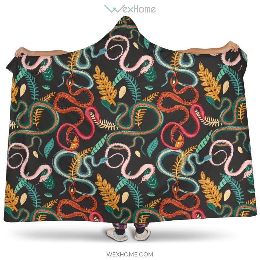 Colorful Snake Plant Pattern Hooded Blanket