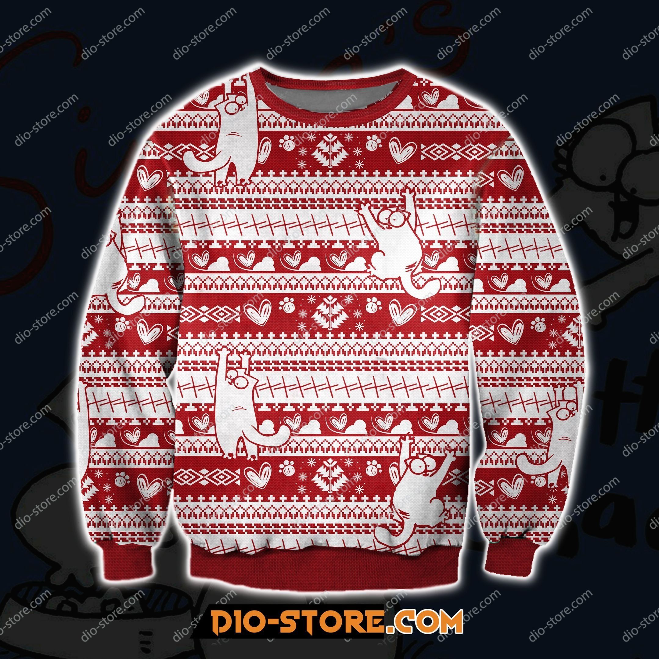 Adorable Simons Cat 3D All Over Print Ugly Sweater