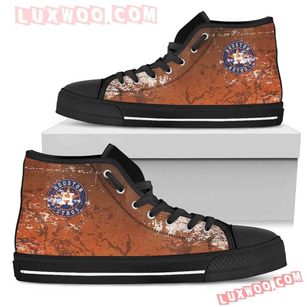 Grunge Vintage Logo Houston Astros High Top Shoes Sport Sneakers