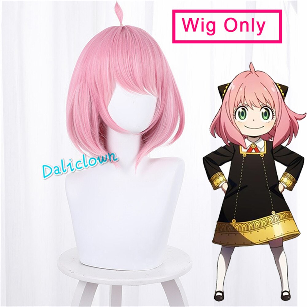 Adults Kids Anime SPY FAMILY Anya Forger Cosplay Costume Black Dress Girls Uniform Pink Wig Hairpin Halloween Party Outfit alx