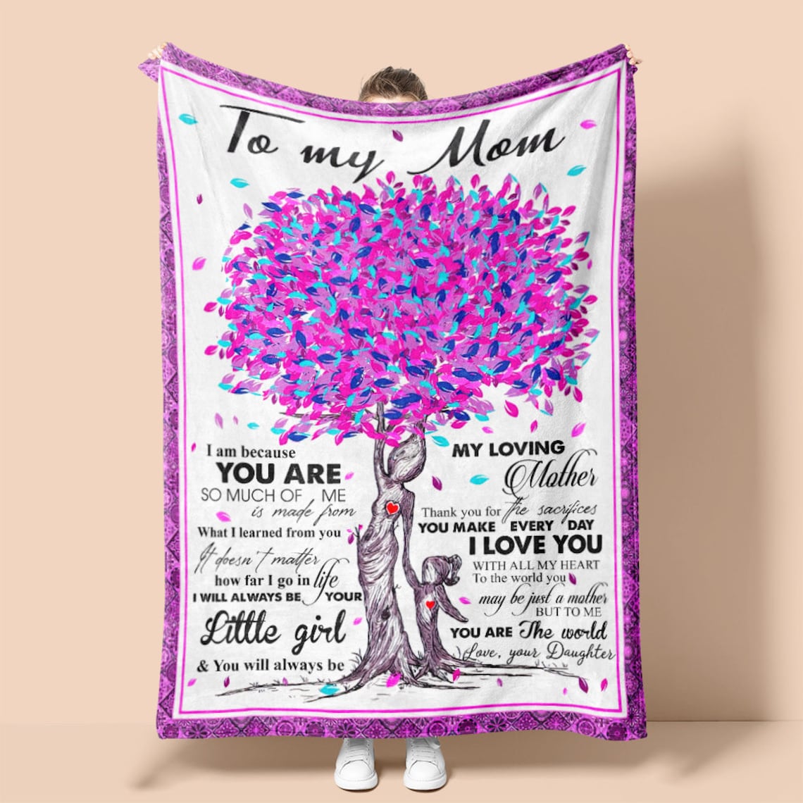 To My Mother I Am Because You Are Fleece Blanket Gift For Family,Birthday,Parents,Mother,Mom Gift Home Decor Bedding Couch Sofa Soft And Comfy