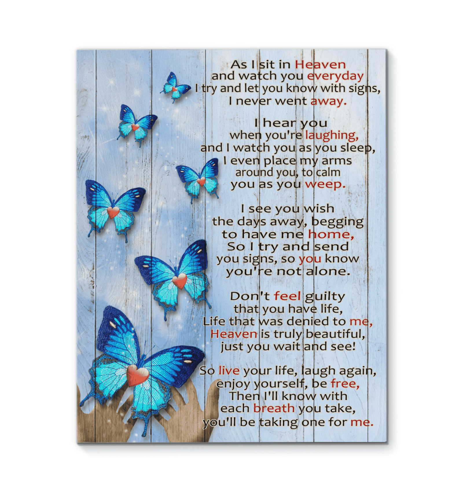 Butterfly As I Sit In Heaven Special Custom Design Canvas Gift