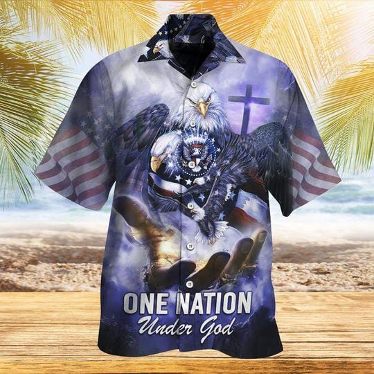 One Nation Under God Patriot Eagle Aloha Hawaii Shirts For Men Women Ha22262