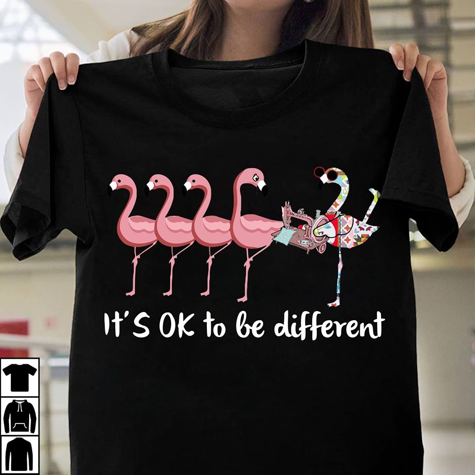 Flamingo It’s Ok To Be Different Funny Cotton T-Shirt