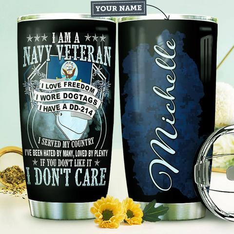 Navy Veteran Personalized Stainless Steel Tumbler, Personalized Tumblers, Tumbler Cups, Custom Tumblers Teesummer