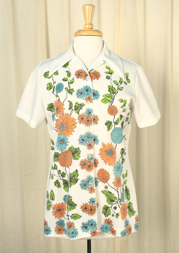 1960s Vintage Floral Printed Shirt