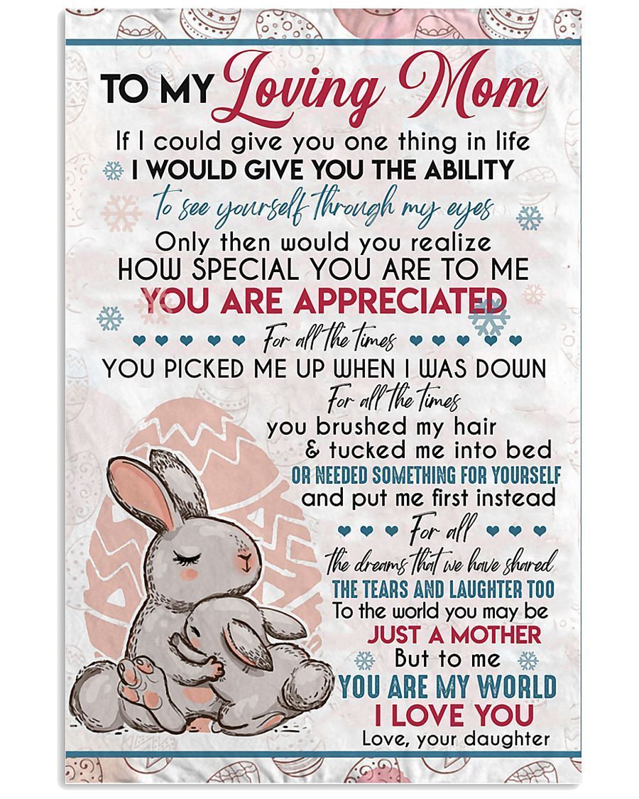 BeKingArt Family Daughter Gift To Mom I Love You Rabbit Vertical Poster