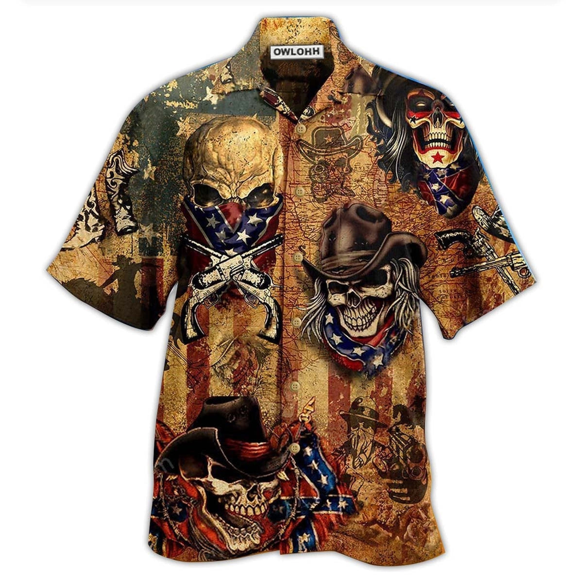 Cowboy Skull America Vintage Style Hawaii Shirt Ha53821