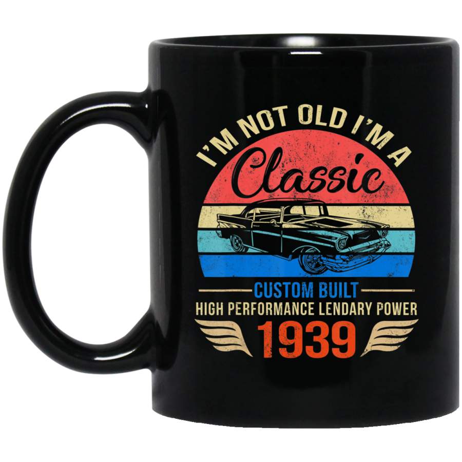 Classic 1939 80th Birthday Gift Ideas for Men Women 11oz 15oz Black Mug Happy Easter Day Funny Colors Eggs Bunny Ears Peeps Cute