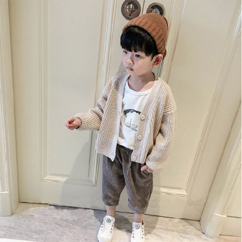 Black Soft Spring Autumn Tops Boys Sweater Jacket Coat Kids Knitting Overcoat Outwear Teenager Children Clothes High Quality alx