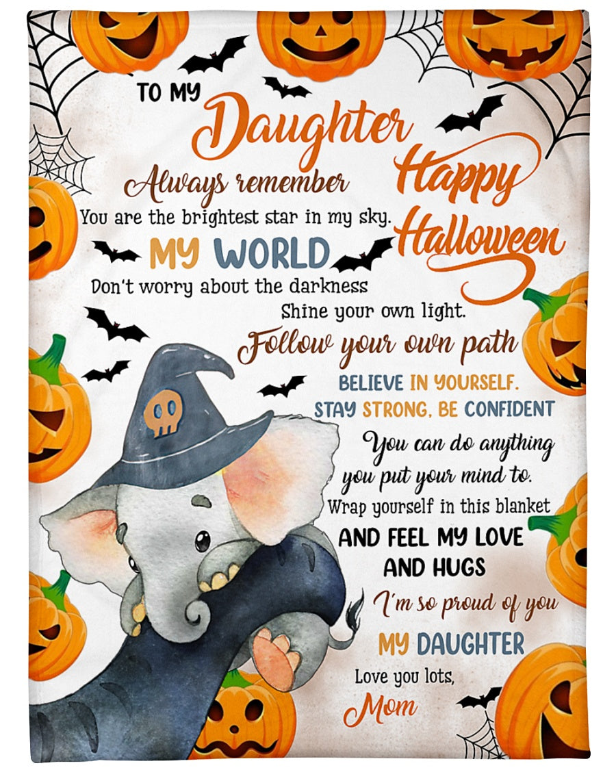 To My Daughter Happy Halloween, Feel My Love And Hugs Fleece Blanket Gift For Daughter From Mom Birthday Home Decor Bedding Couch Sofa Soft And Comfy Cozy