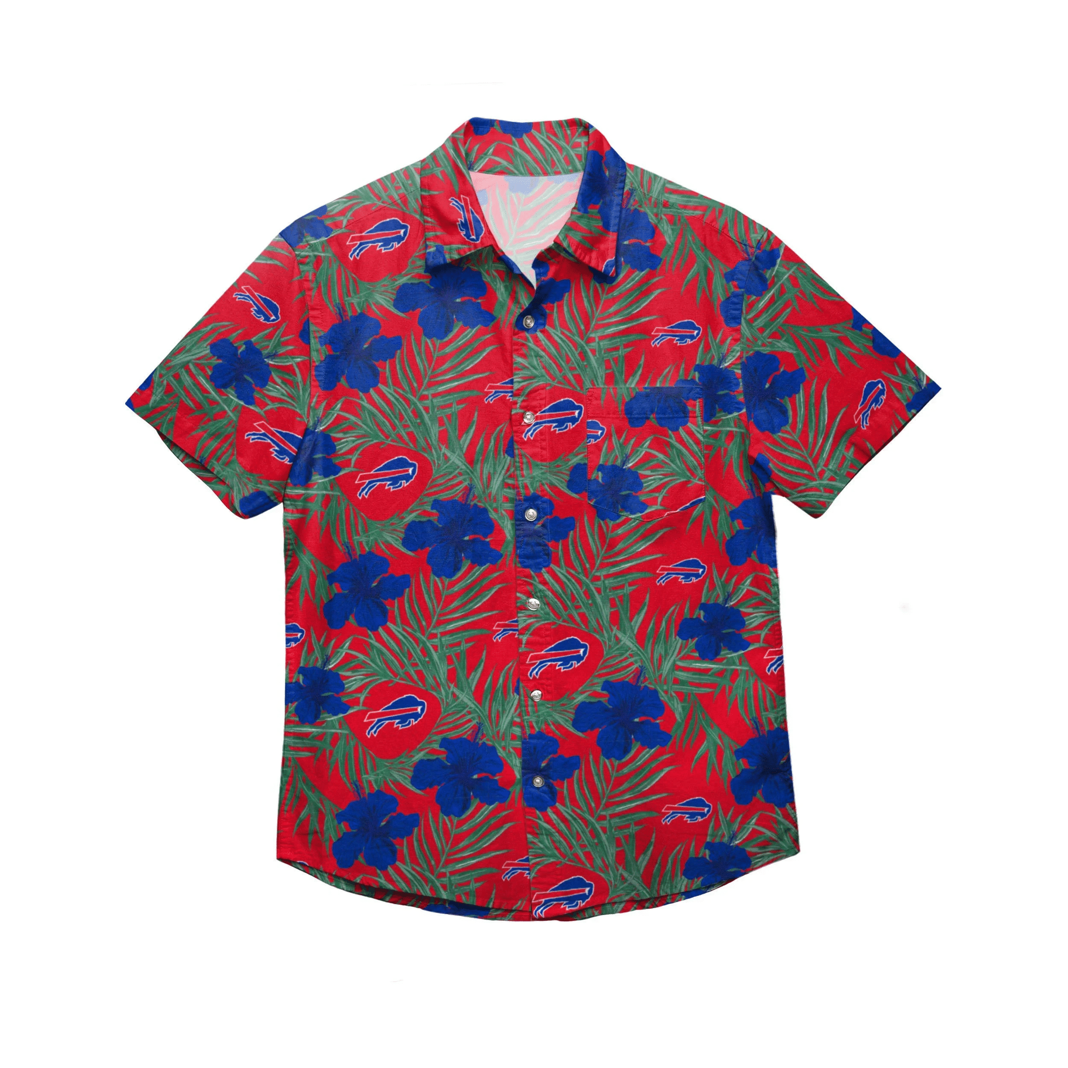 Buffalo Bills Hibiscus Button Up All Over Printed Hawaiian Shirt Size S - 5Xl