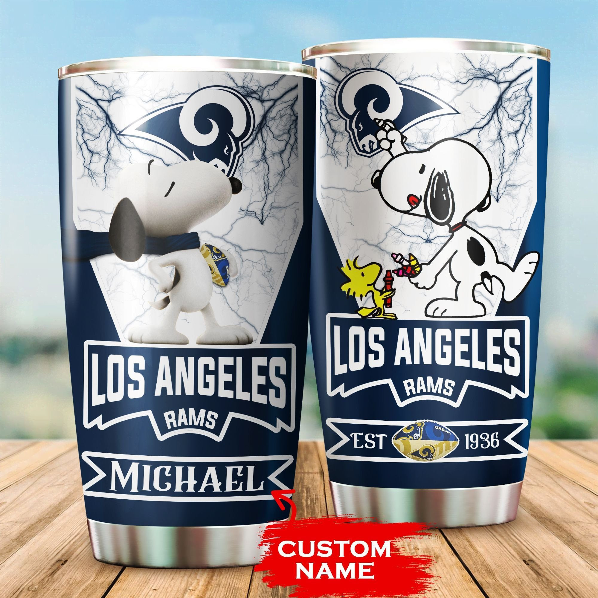 Personalized Los Angeles Rams Snoopy All Over Print 3D Tumbler-Tph