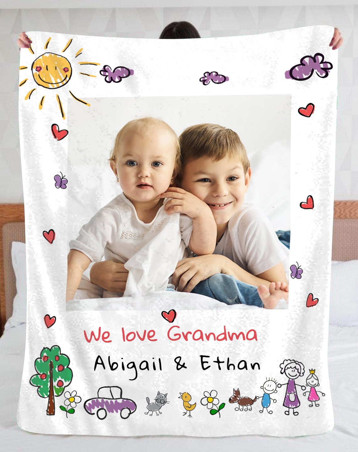 1 Photo Blanket Blanket With A Photo, Love Grandma Blanket, Fleece Blanket, Sherpa Blanket