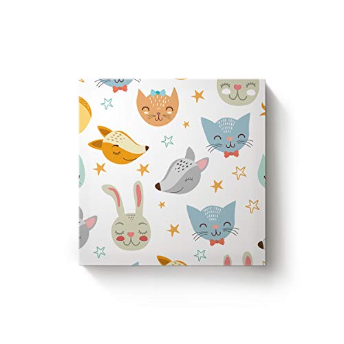 Canvas Wall Art Home Decor Cute Animal Fox Rabbit Cat Merry Christmas Home Decor – Square Canvas