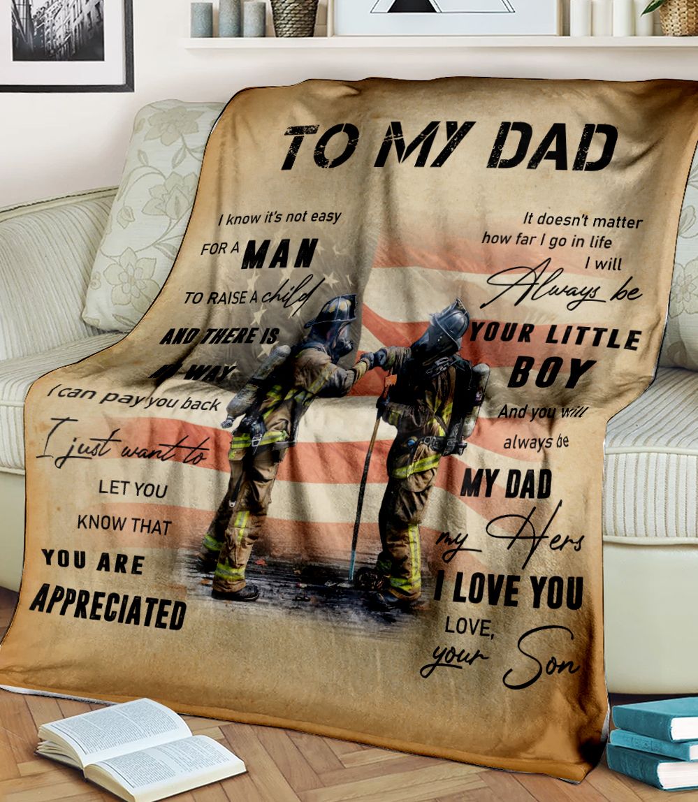 To my Dad Firefighter Fleece Blanket