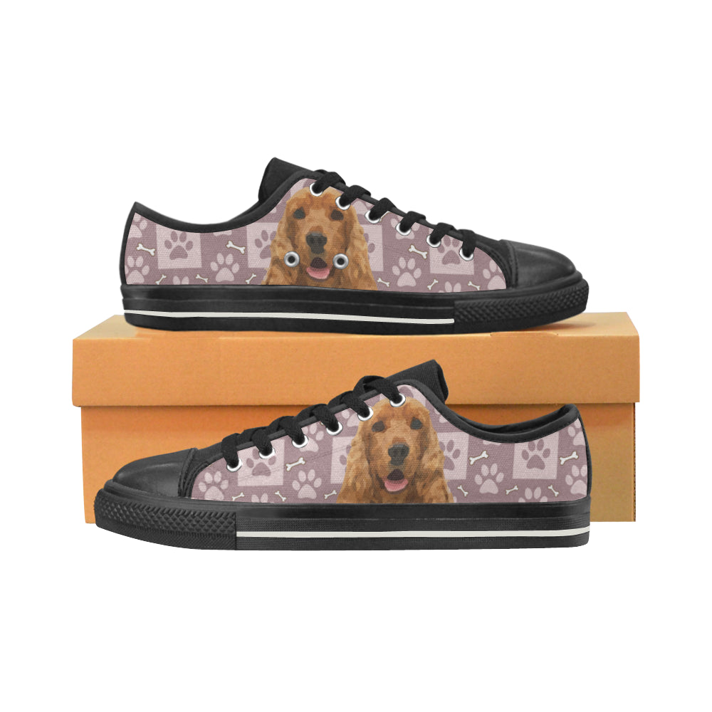 American Cocker Spaniel Black Canvas Women’s Shoes/Large Size