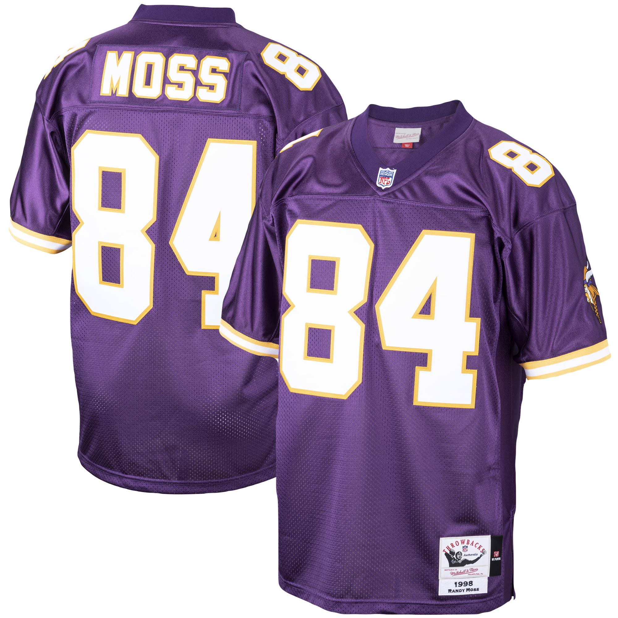 Men’s Minnesota Vikings Randy Moss Mitchell & Ness Purple 2004 Authentic Throwback Retired Player Jersey