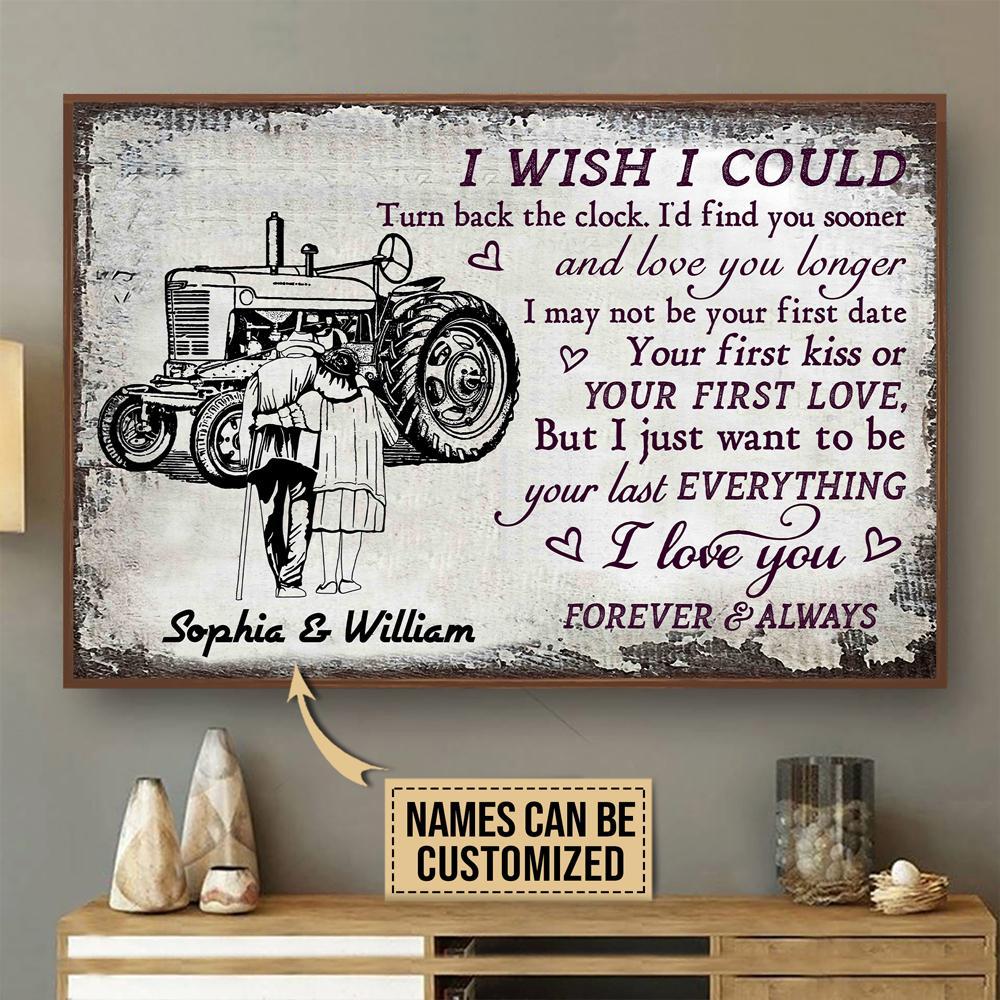 Aeticon Gifts Personalized Tractor Sketch Turn Back The Clock Canvas Mom Dad Gift Home Decor