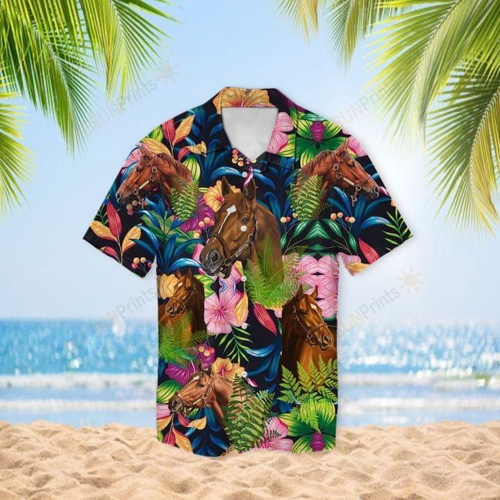 Horses Tropical Plants Hawaiian Shirt 002038 Ha98104