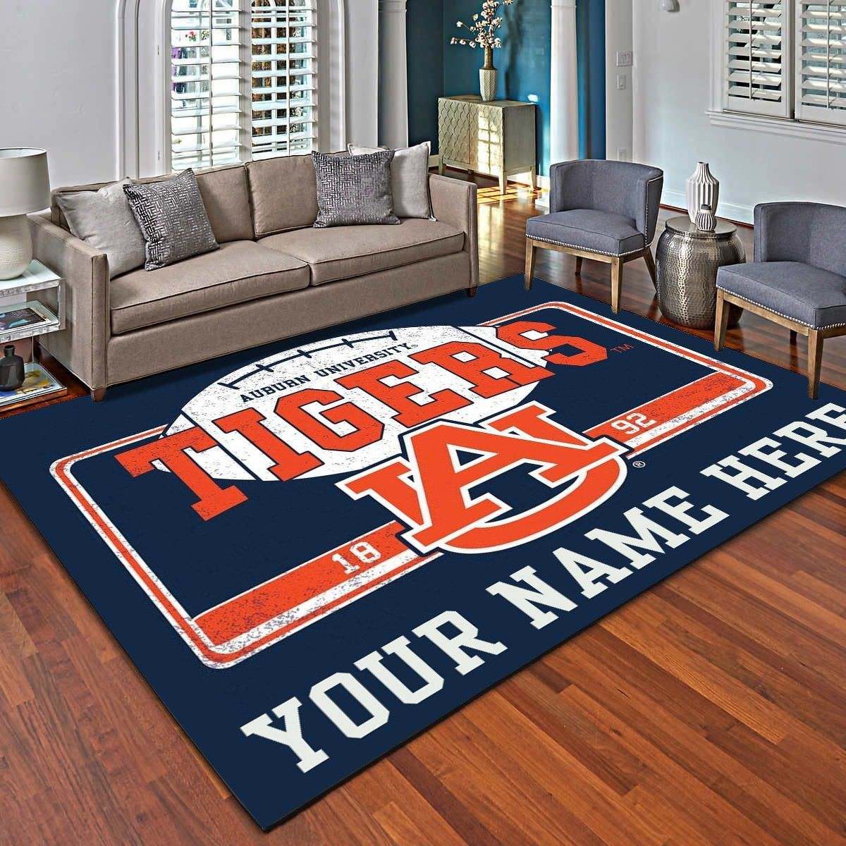 Auburn Tigers Personalized Area Rugs, Living Room Carpet – Customized Man Cave Floor Mat