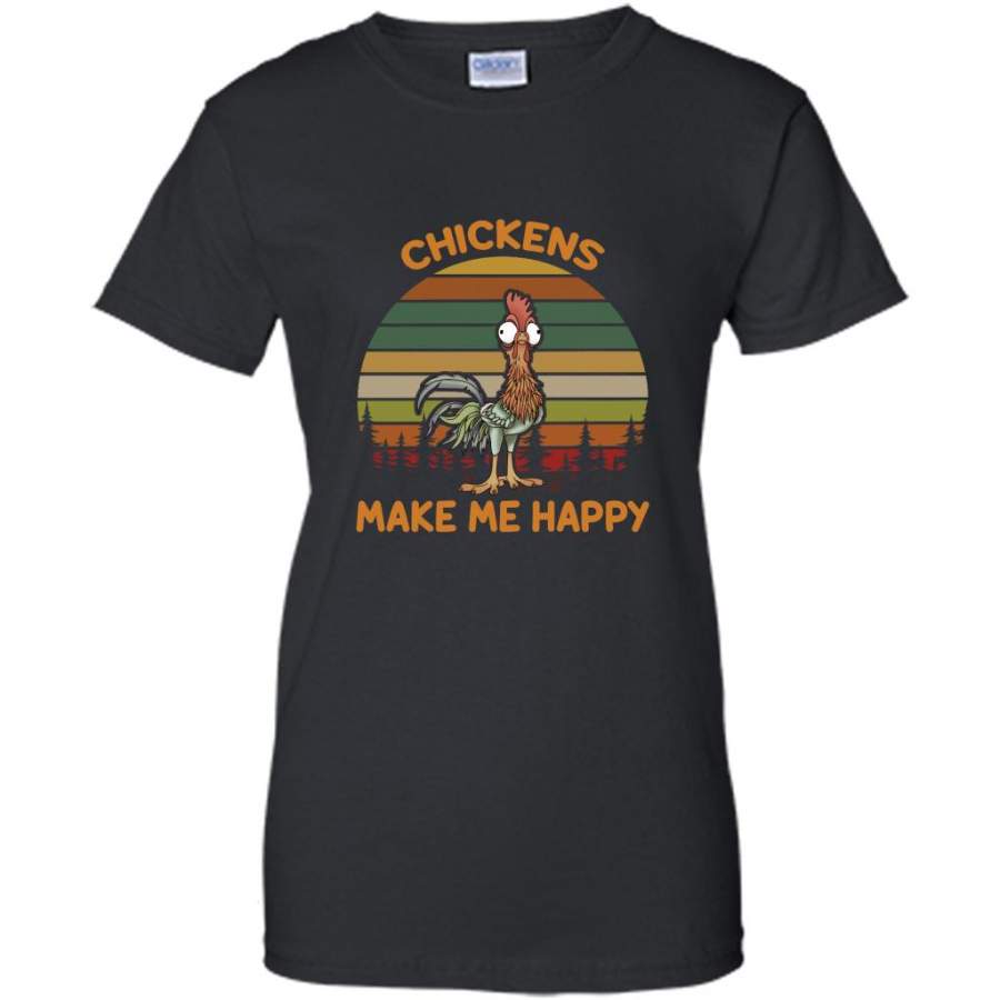 Chickens Make Me Happy, Vintage Retro Design – Gildan Women Shirt