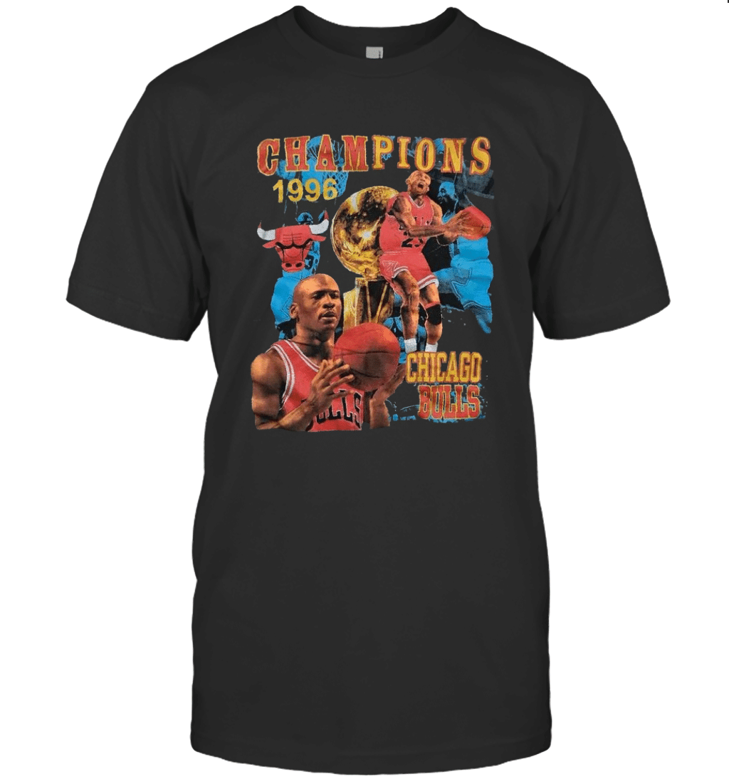 Vintage Vintage Chicago Bulls Rap Tee Michael Jordan Championship 1996 Ring