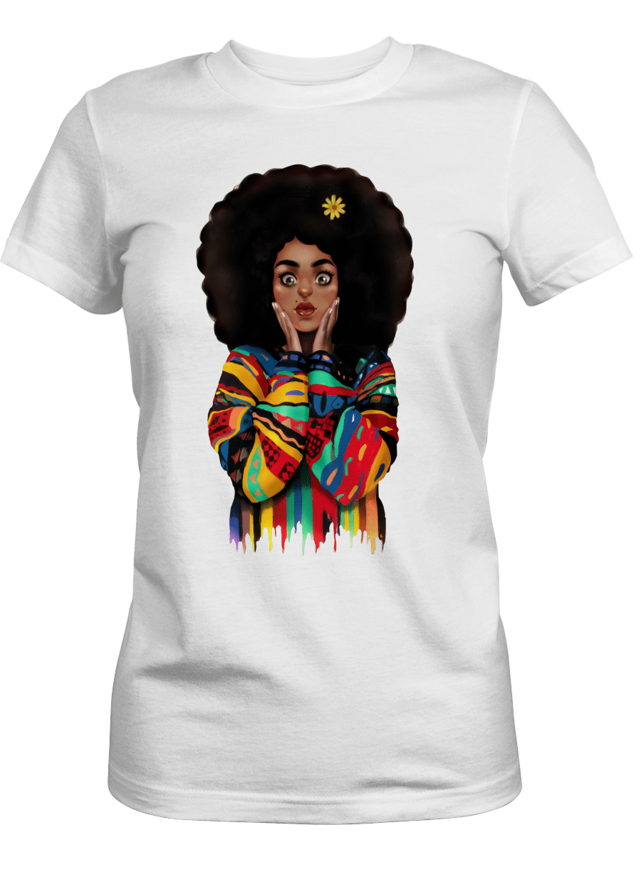 Shirt For Black Girl Melanin Poppin Girl Colorful Art Shirt For African American Girl